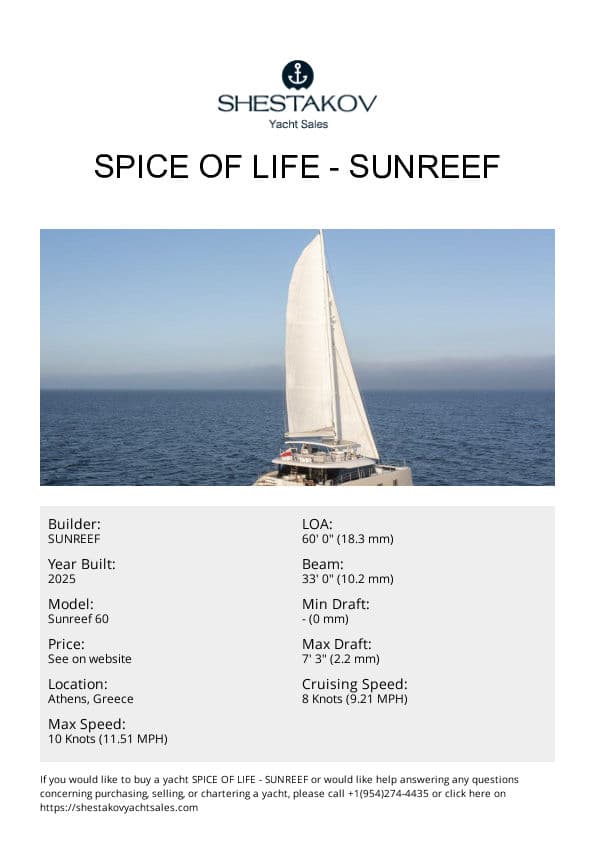 SPICE OF LIFE - Sunreef 60 - 2025
