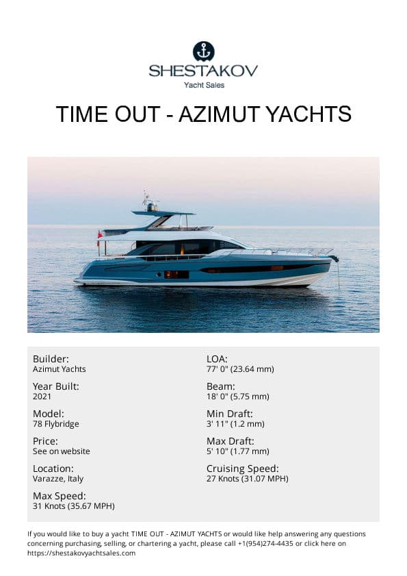 TIME OUT - 78 Flybridge - 2021