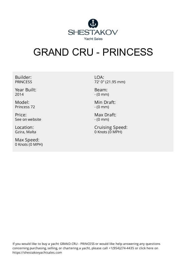 GRAND CRU - Princess 72 - 2014
