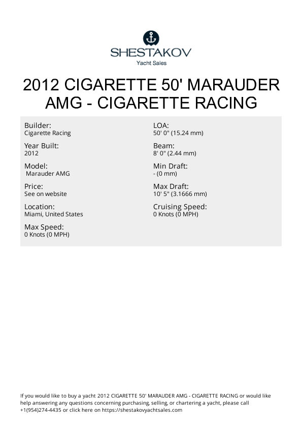 2012 Cigarette 50' Marauder AMG -  Marauder AMG - 2012
