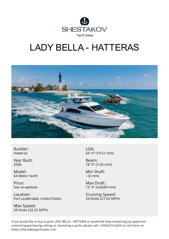 LADY BELLA - 64 Motor Yacht - 2006