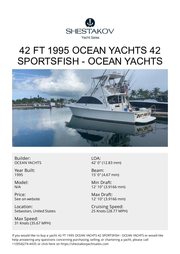 42 ft 1995 Ocean Yachts 42 sportsfish - undefined - 1995