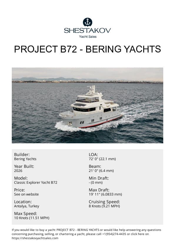 PROJECT B72 - Classic Explorer Yacht B72 - 2026