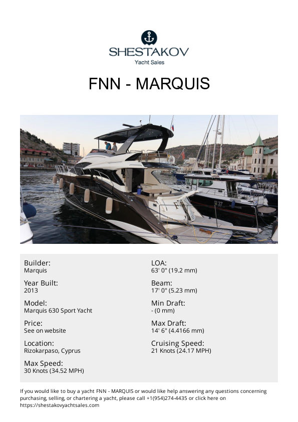 FNN - Marquis 630 Sport Yacht - 2013