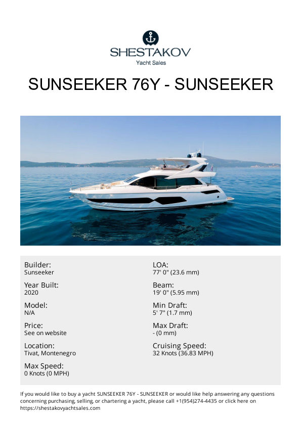 Sunseeker 76Y - undefined - 2020