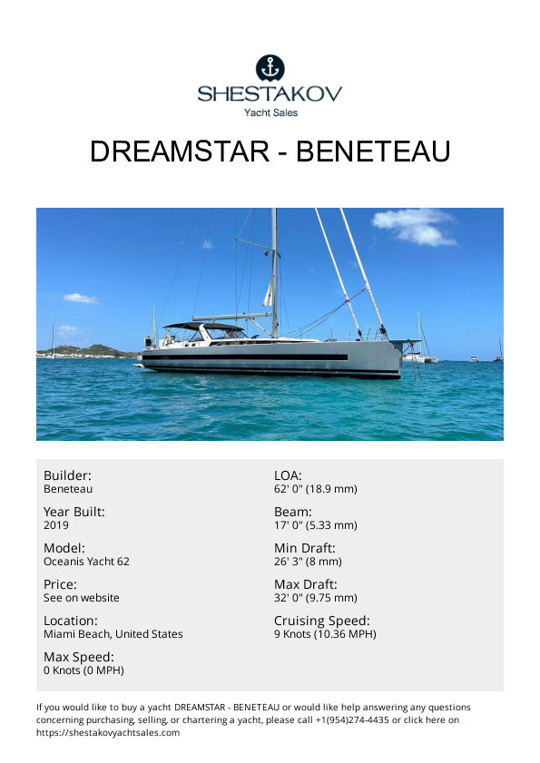 DREAMSTAR - Oceanis Yacht 62 - 2019