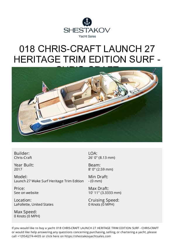 018 Chris-Craft Launch 27 Heritage Trim Edition Surf - Launch 27 Wake Surf Heritage Trim Edition - 2018