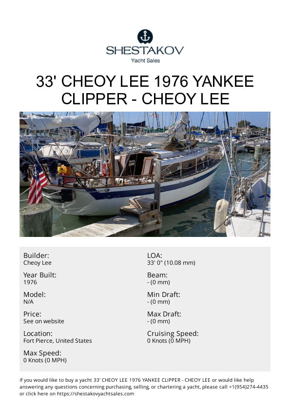33' Cheoy Lee 1976 Yankee Clipper - undefined - 1976