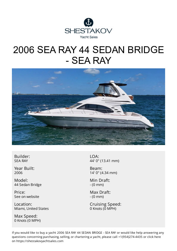 2006 Sea Ray 44 Sedan Bridge - 44 Sedan Bridge - 2006