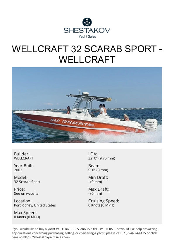 Wellcraft 32 Scarab Sport - 32 Scarab Sport - 2002