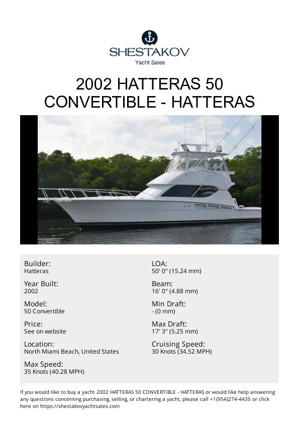 2002 Hatteras 50 Convertible - 50 Convertible - 2002