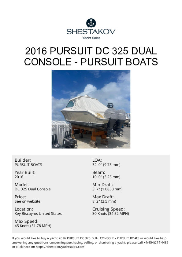 2016 Pursuit DC 325 Dual Console - DC 325 Dual Console - 2016