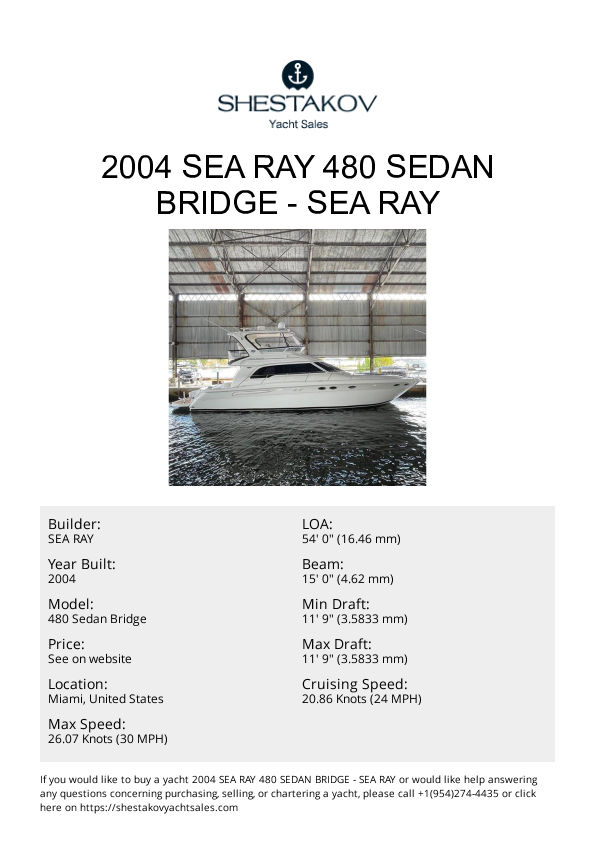 2004 Sea Ray 480 Sedan Bridge - 480 Sedan Bridge - 2004
