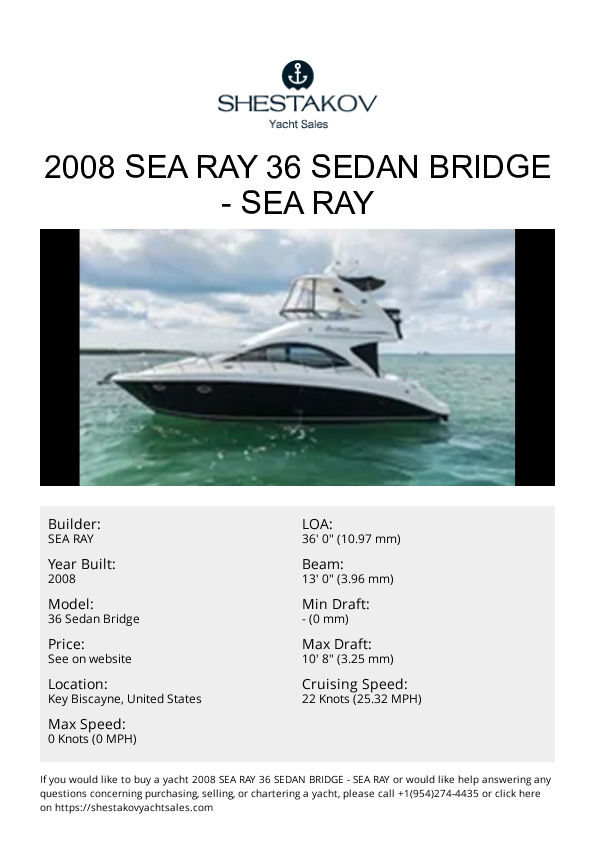 2008 Sea Ray 36 Sedan Bridge - 36 Sedan Bridge - 2008