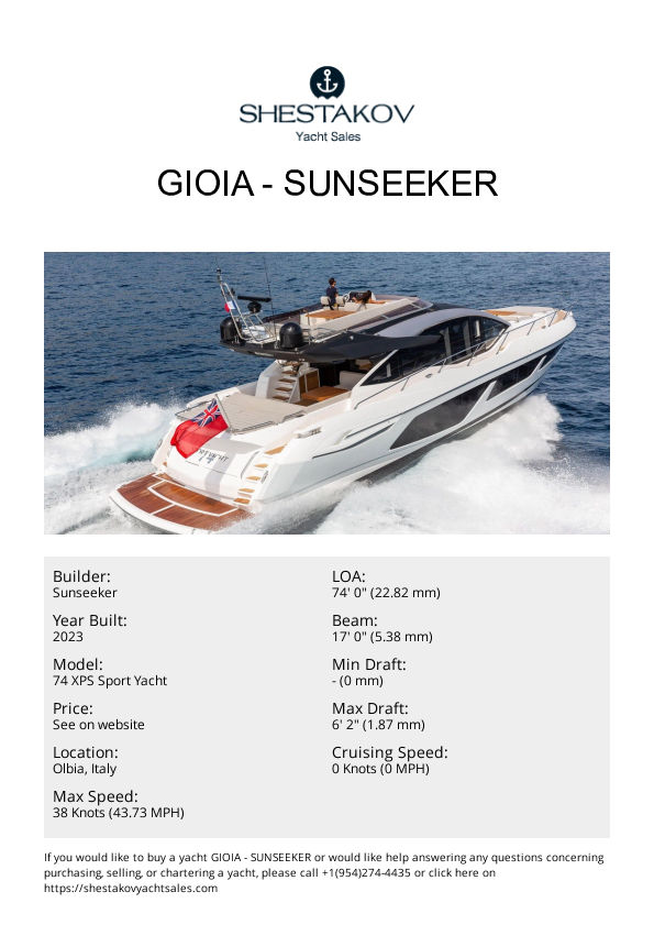 GIOIA - 74 XPS Sport Yacht - 2023