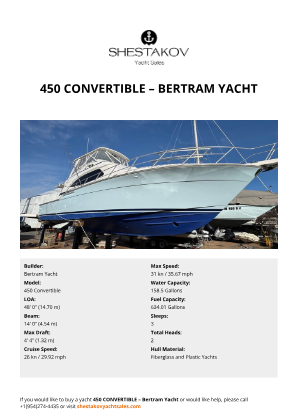 Bertram Yacht - 450 Convertible