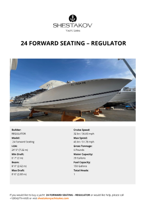 REGULATOR -  24 Forward Seating
