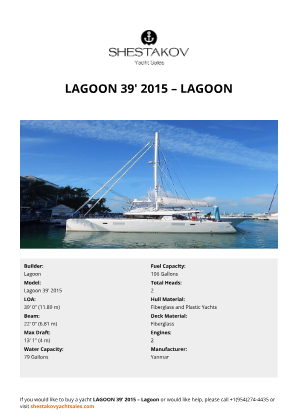 Lagoon - Lagoon 39' 2015