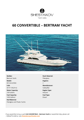 Bertram Yacht - 60 Convertible