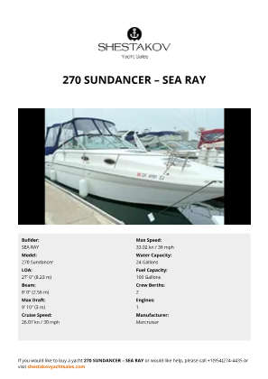 SEA RAY - 270 Sundancer