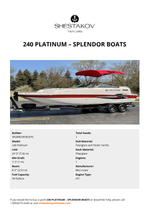 SPLENDOR BOATS - 240 Platinum