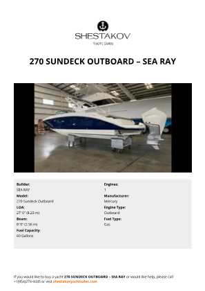 SEA RAY - 270 Sundeck Outboard