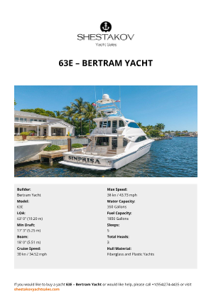 Bertram Yacht - 63E