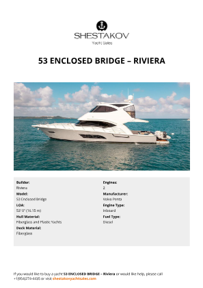 Riviera - 53 Enclosed Bridge