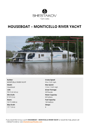 MONTICELLO RIVER YACHT - Houseboat