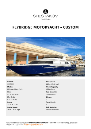 CUSTOM - Flybridge MotorYacht