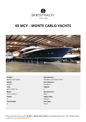 Monte Carlo Yachts - 65 MCY
