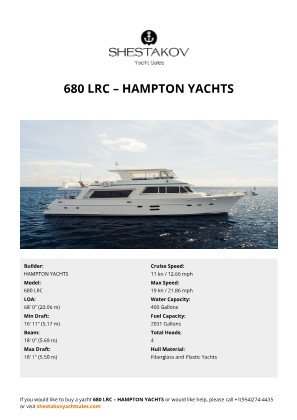 HAMPTON YACHTS - 680 LRC