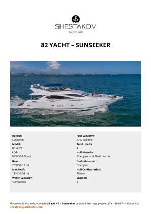 Sunseeker - 82 Yacht