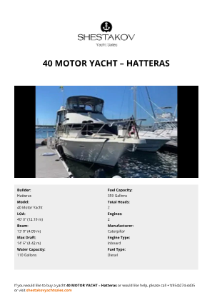 Hatteras - 40 Motor Yacht