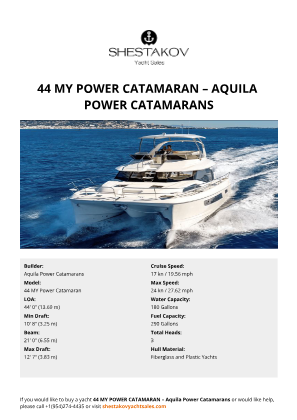 Aquila Power Catamarans - 44 MY Power Catamaran