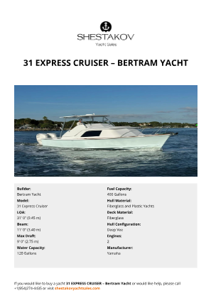 Bertram Yacht - 31 Express Cruiser