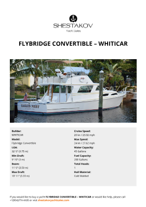 WHITICAR - Flybridge Convertible