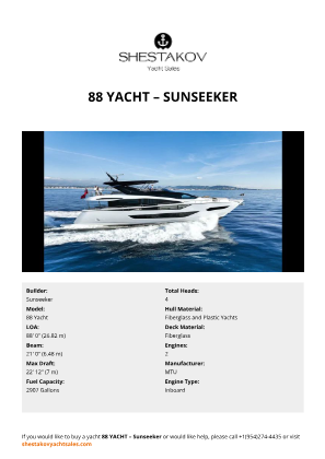 Sunseeker - 88 Yacht