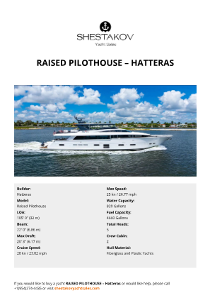 Hatteras - Raised Pilothouse
