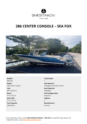 SEA FOX - 286 Center Console