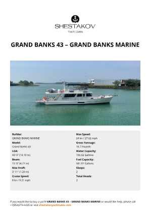 GRAND BANKS MARINE - Grand Banks 43