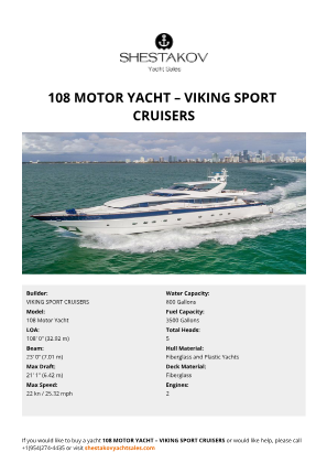 VIKING SPORT CRUISERS - 108 Motor Yacht