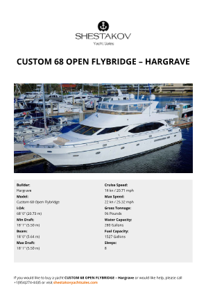 Hargrave - Custom 68 Open Flybridge