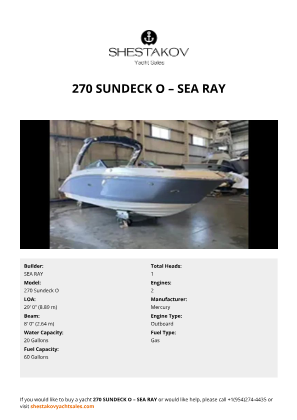 SEA RAY - 270 Sundeck O