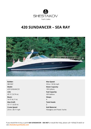 SEA RAY - 420 SUNDANCER