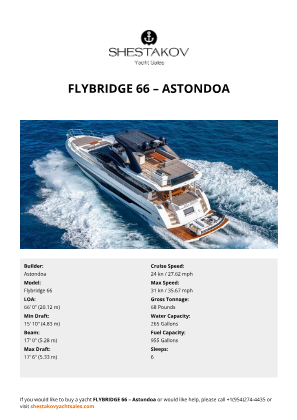 Astondoa - Flybridge 66