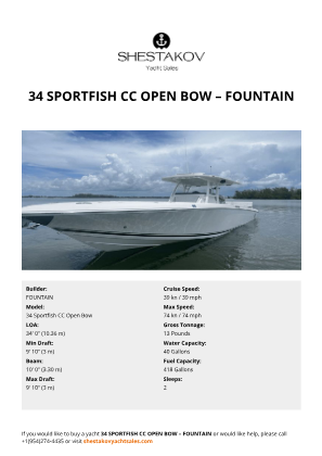 FOUNTAIN - 34 Sportfish CC Open Bow
