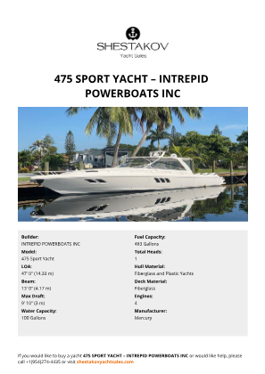 INTREPID POWERBOATS INC - 475 Sport Yacht