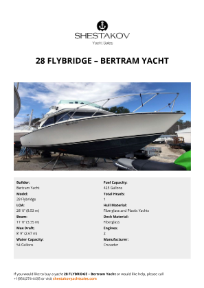 Bertram Yacht - 28 Flybridge