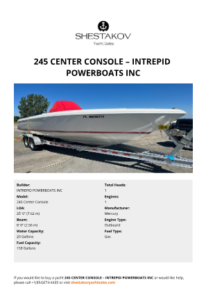 INTREPID POWERBOATS INC - 245 Center Console